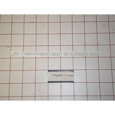 STICKER,LINT COMPARTMENT-CLEAN